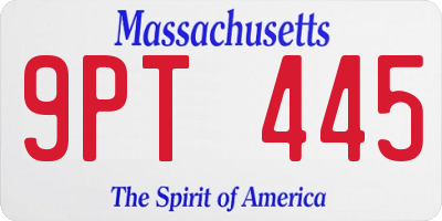 MA license plate 9PT445