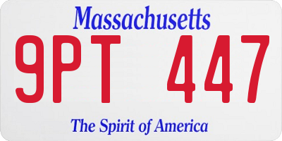 MA license plate 9PT447