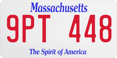 MA license plate 9PT448
