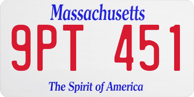 MA license plate 9PT451