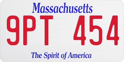MA license plate 9PT454