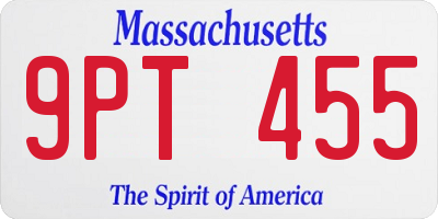 MA license plate 9PT455