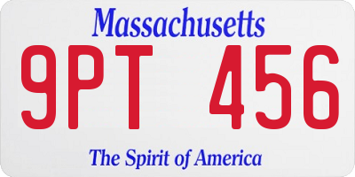 MA license plate 9PT456
