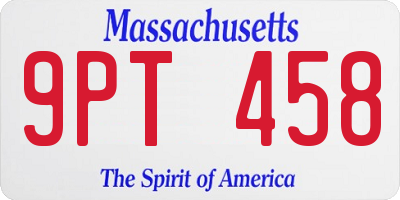MA license plate 9PT458