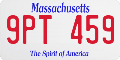 MA license plate 9PT459