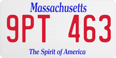 MA license plate 9PT463