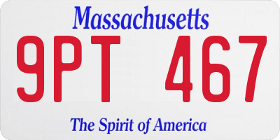 MA license plate 9PT467