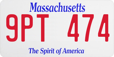 MA license plate 9PT474