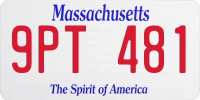MA license plate 9PT481