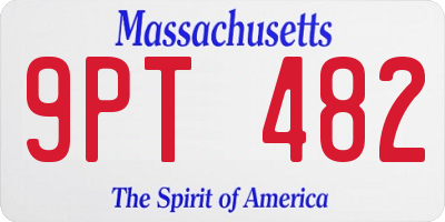 MA license plate 9PT482