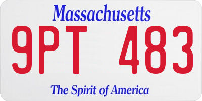 MA license plate 9PT483
