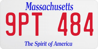 MA license plate 9PT484
