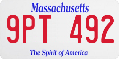 MA license plate 9PT492