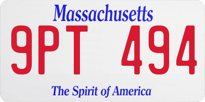 MA license plate 9PT494