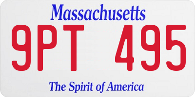 MA license plate 9PT495