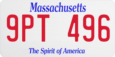 MA license plate 9PT496