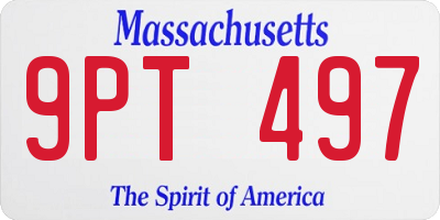 MA license plate 9PT497
