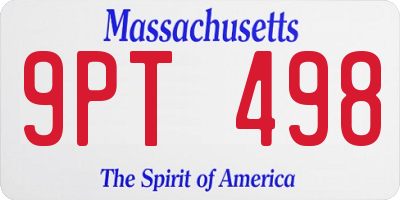 MA license plate 9PT498