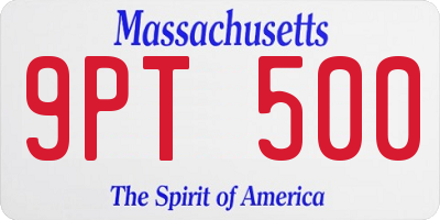 MA license plate 9PT500