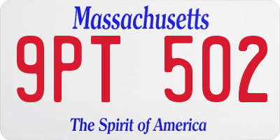 MA license plate 9PT502