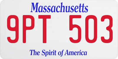 MA license plate 9PT503