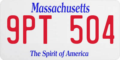 MA license plate 9PT504