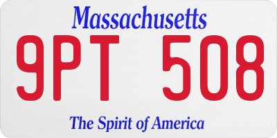 MA license plate 9PT508