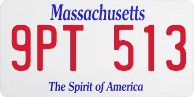 MA license plate 9PT513
