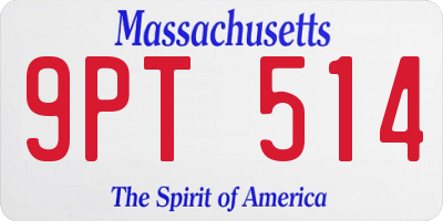 MA license plate 9PT514