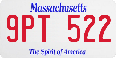 MA license plate 9PT522