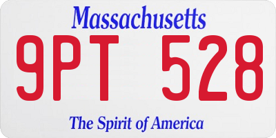 MA license plate 9PT528