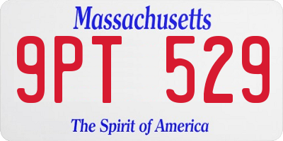 MA license plate 9PT529