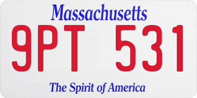 MA license plate 9PT531