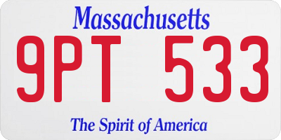 MA license plate 9PT533