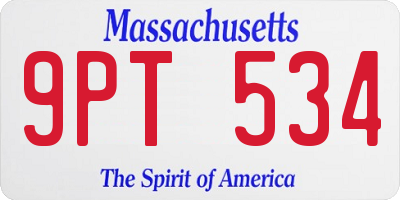 MA license plate 9PT534