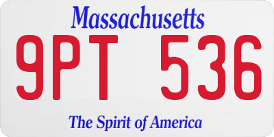 MA license plate 9PT536
