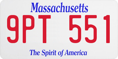 MA license plate 9PT551