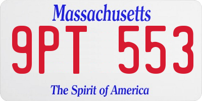 MA license plate 9PT553