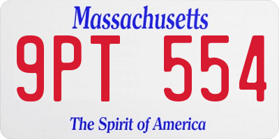 MA license plate 9PT554