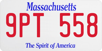 MA license plate 9PT558
