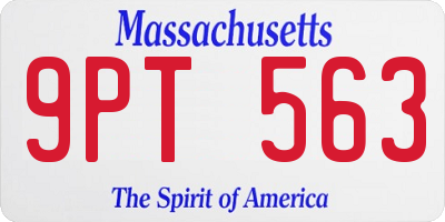 MA license plate 9PT563
