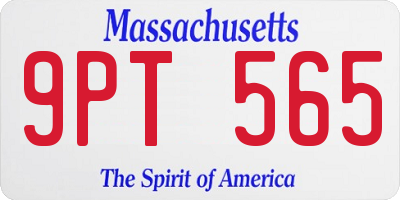 MA license plate 9PT565