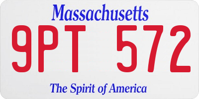 MA license plate 9PT572