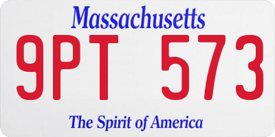MA license plate 9PT573