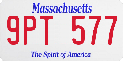 MA license plate 9PT577
