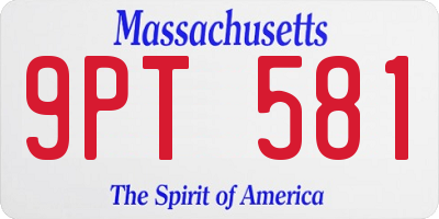 MA license plate 9PT581