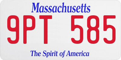 MA license plate 9PT585