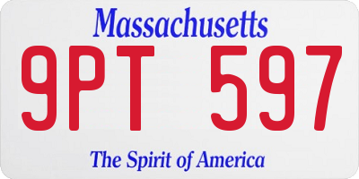 MA license plate 9PT597