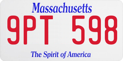 MA license plate 9PT598