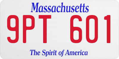 MA license plate 9PT601